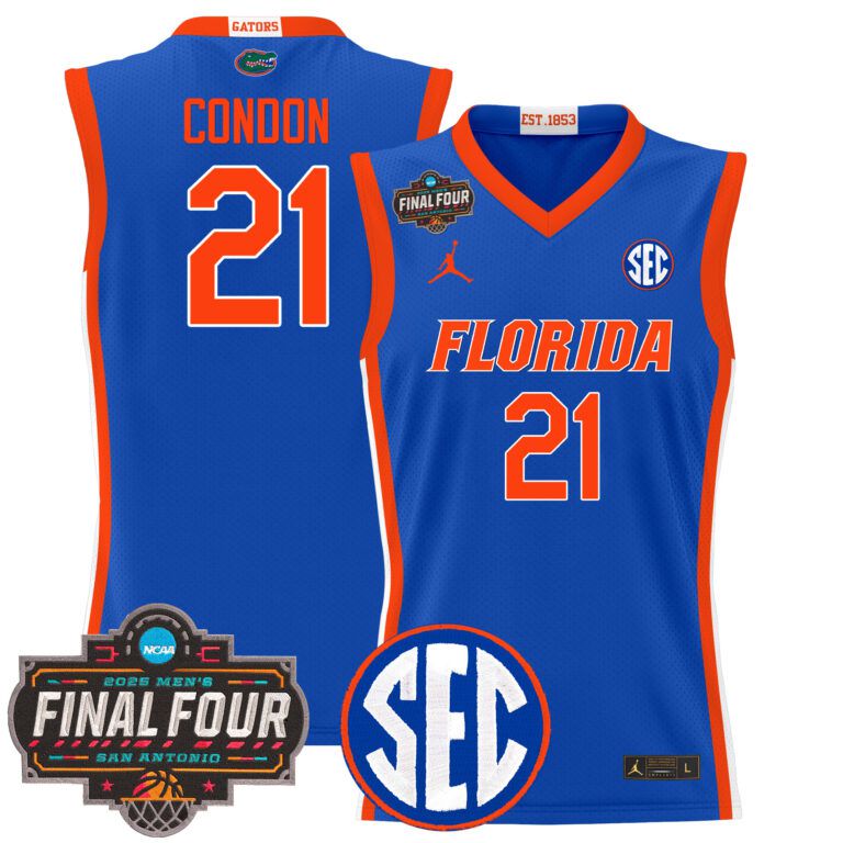 Men Florida Gators #21 Condon blue 2025 Final Four Patch NCAA Jersey
